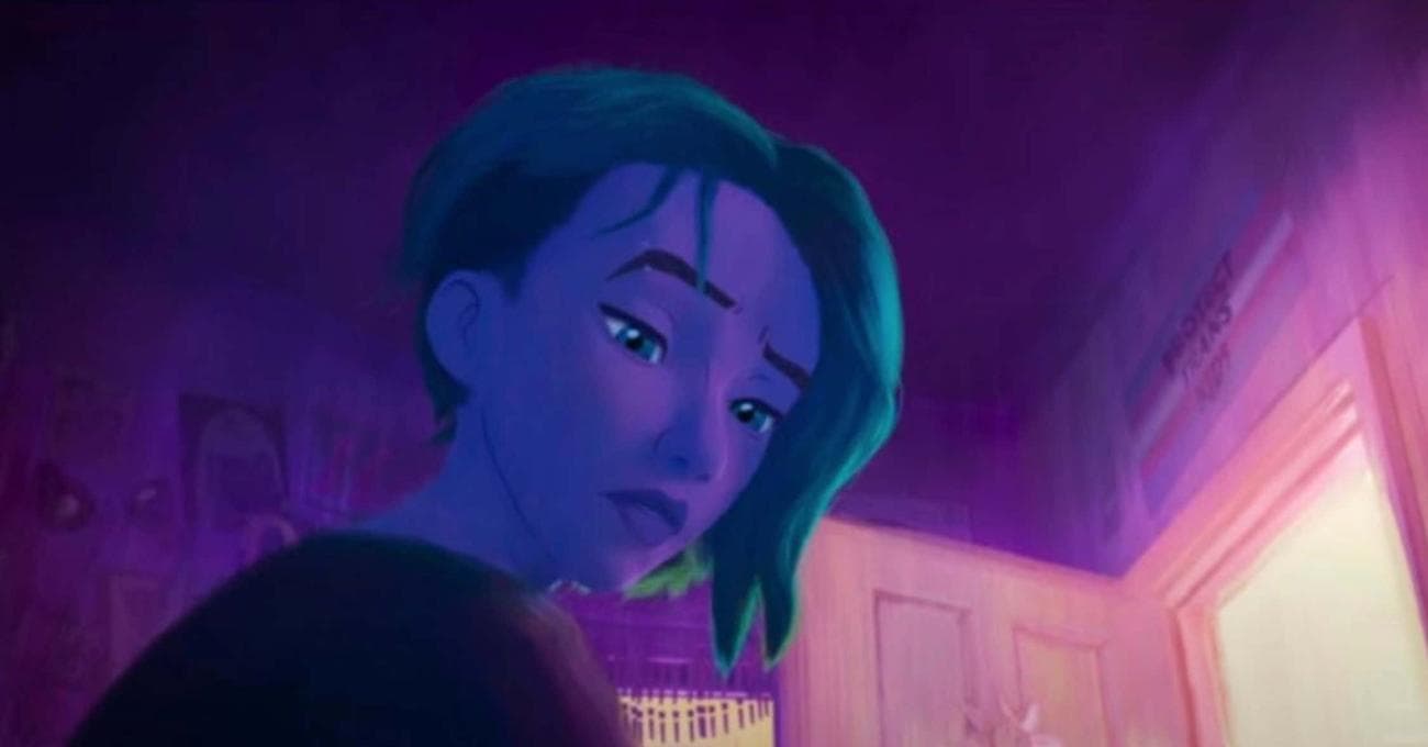 η γκουέν με την αφίσα πάνω από την πόρτα της