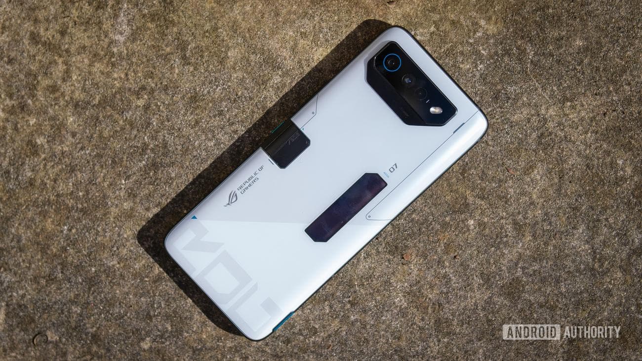 ASUS ROG Phone 7 back on stone floor