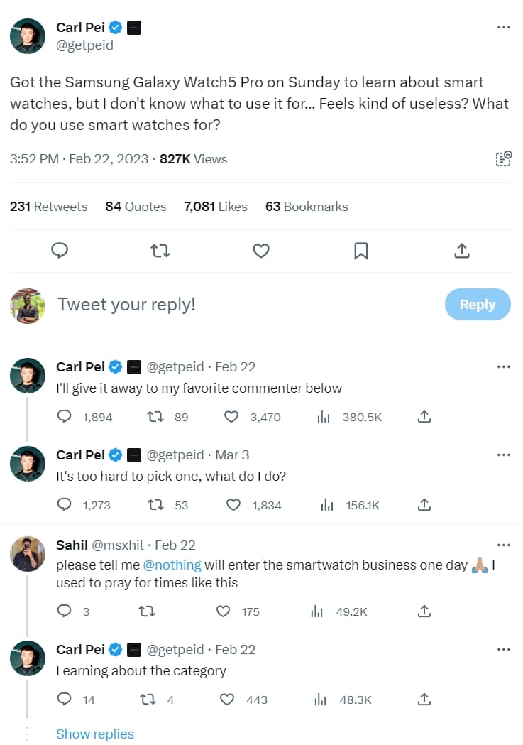 Carl Pei Μαθαίνοντας για την κατηγορία smartwatch