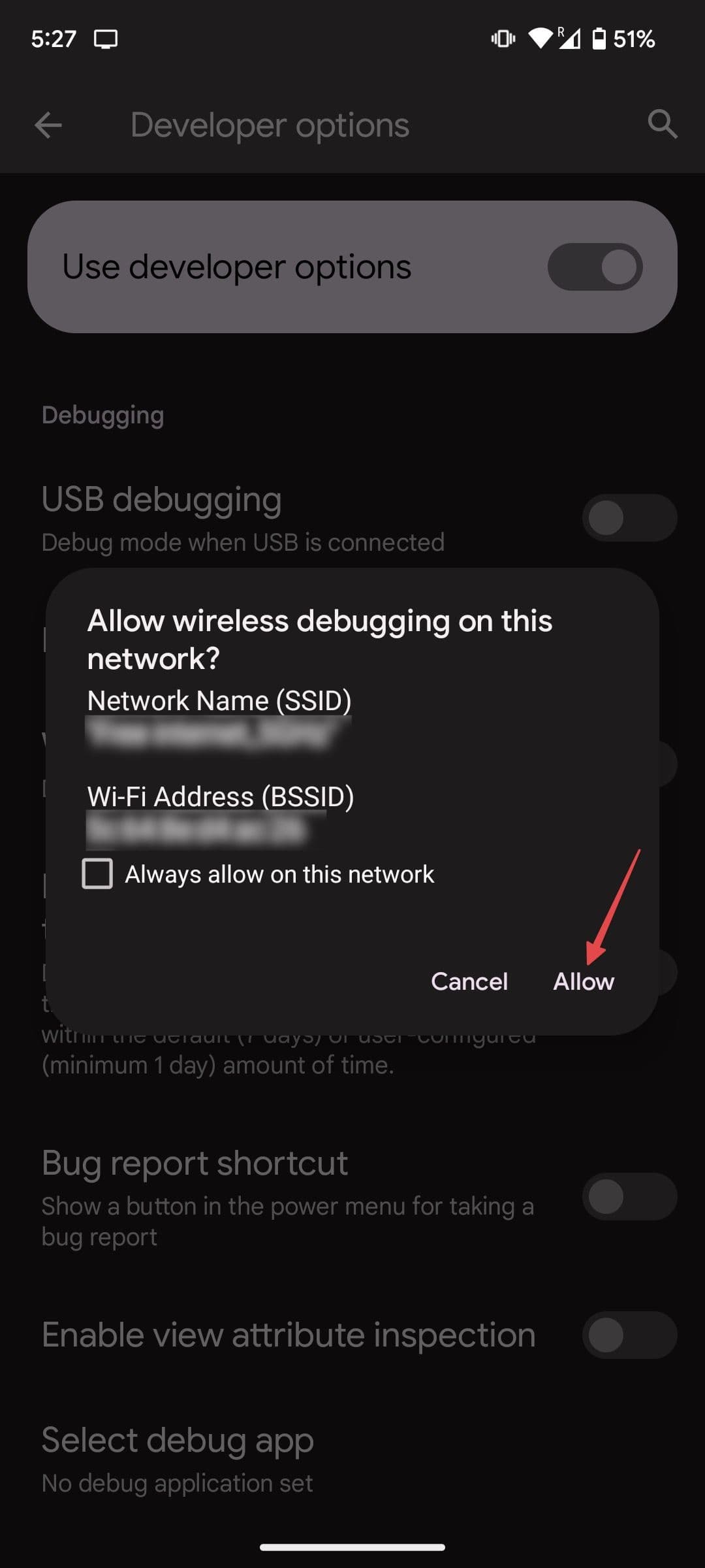 Επιτρέποντας την πρόσβαση στη δυνατότητα ασύρματου εντοπισμού σφαλμάτων σε ένα τηλέφωνο Pixel