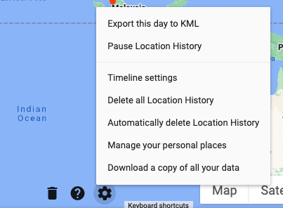 στιγμιότυπο οθόνης των στοιχείων ελέγχου ιστορικού τοποθεσίας στους χάρτες google για επιτραπέζιους υπολογιστές