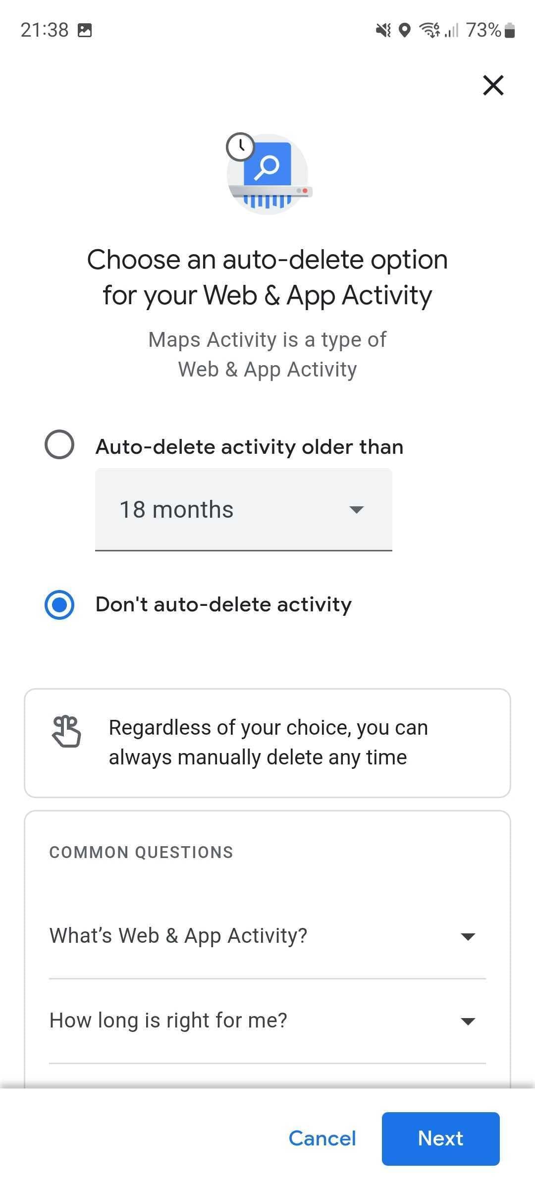 στιγμιότυπο οθόνης του ιστορικού τοποθεσίας από την εφαρμογή google maps android