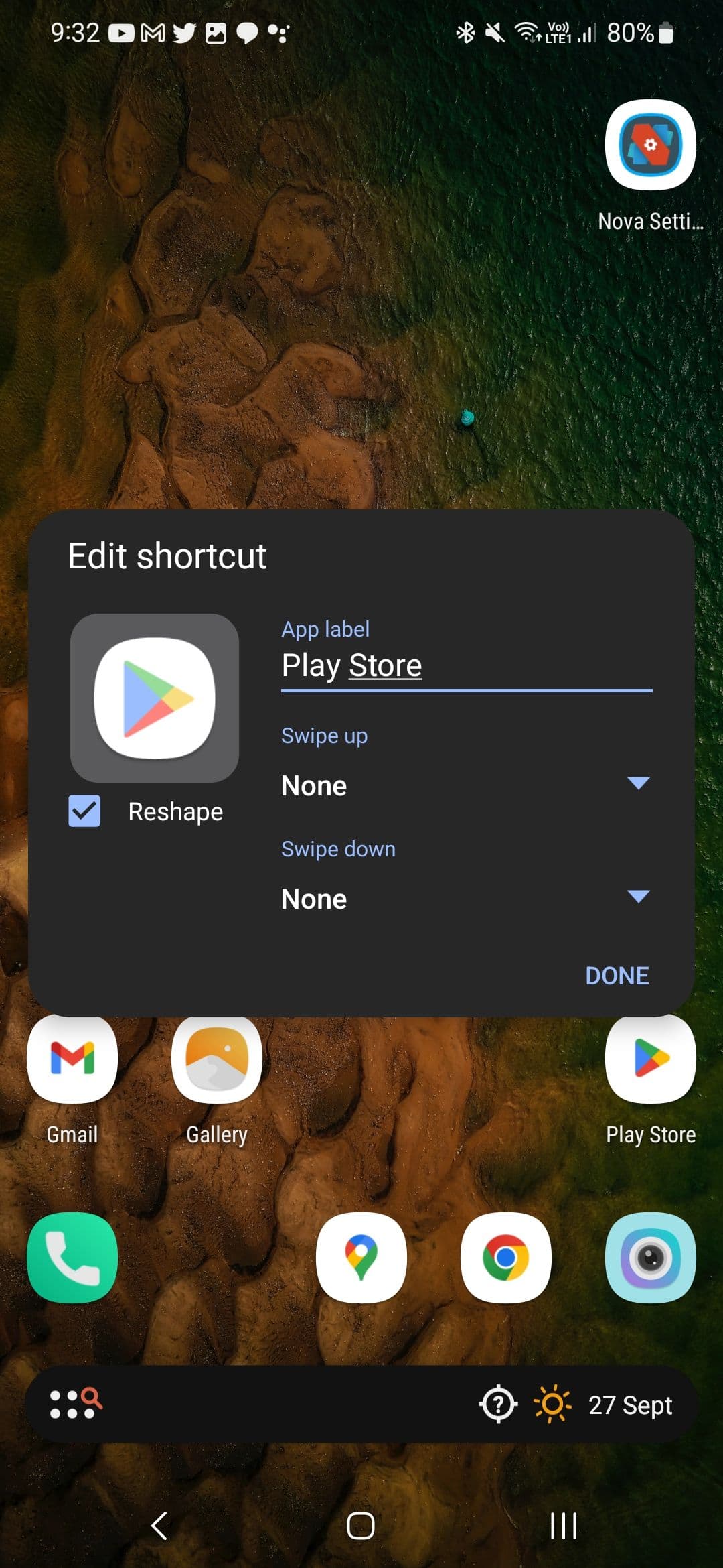 Επιβεβαίωση του νέου εικονιδίου εφαρμογής στο πρόγραμμα εκκίνησης Nova