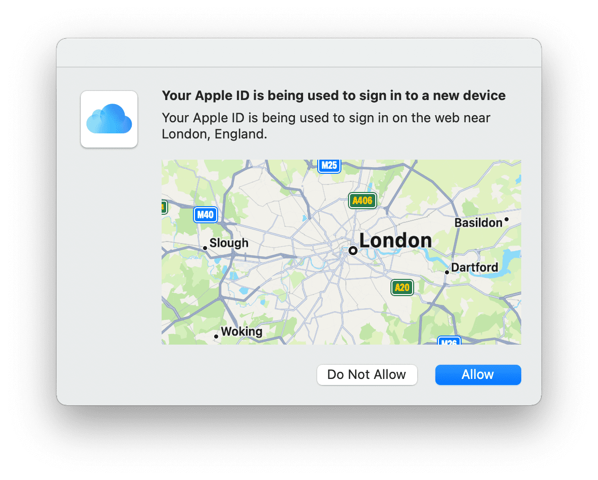 Προειδοποίηση Apple ID κατά τη σύνδεση στο iCloud στο Android.
