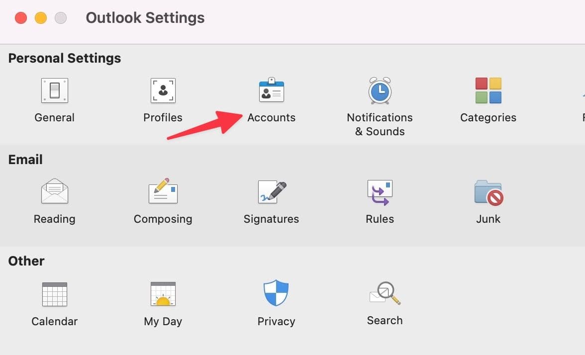 Λογαριασμοί Outlook Mac