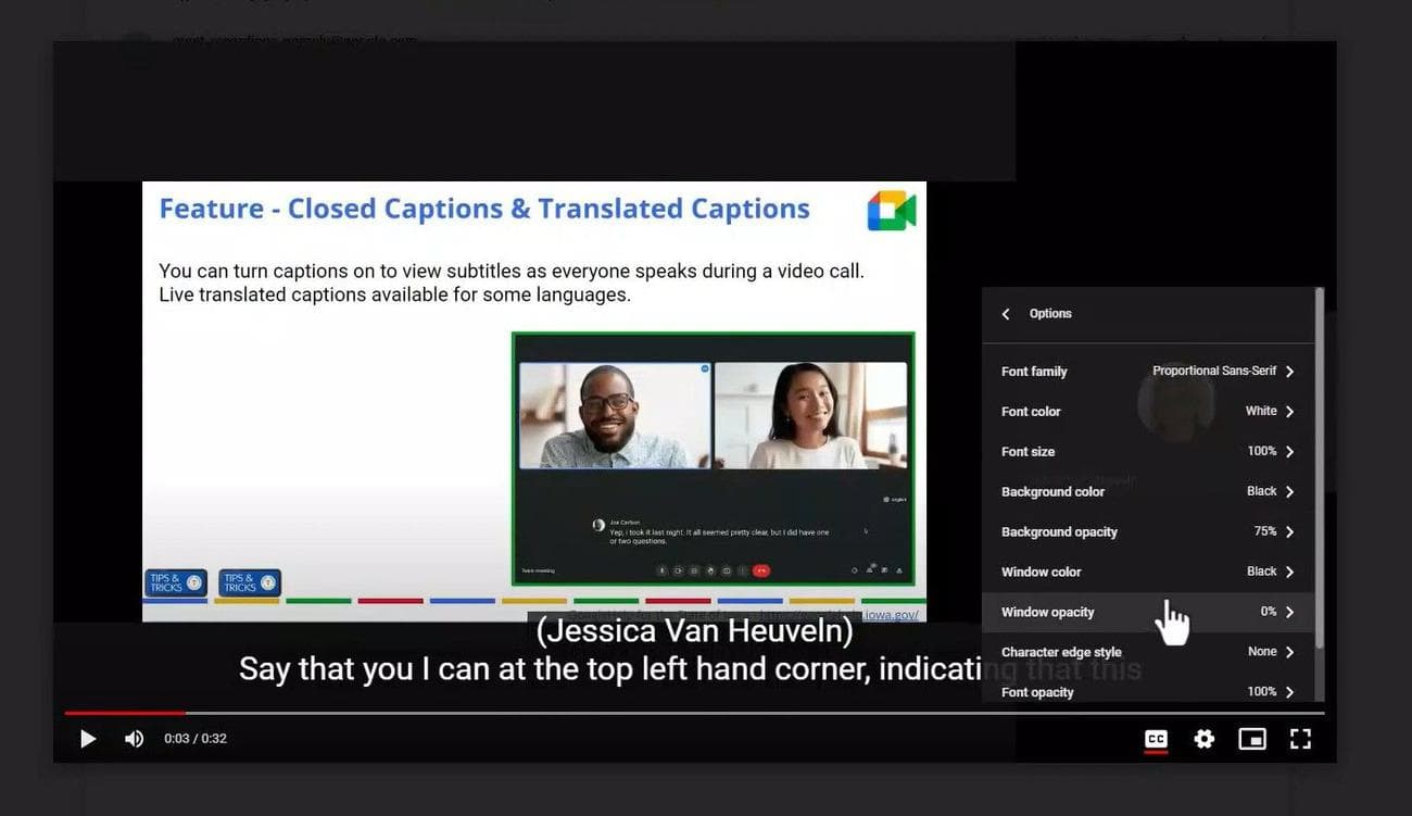 Επιλέξτε τους υπότιτλους ηχογράφησης που θέλετε να αλλάξετε στο Google Meet