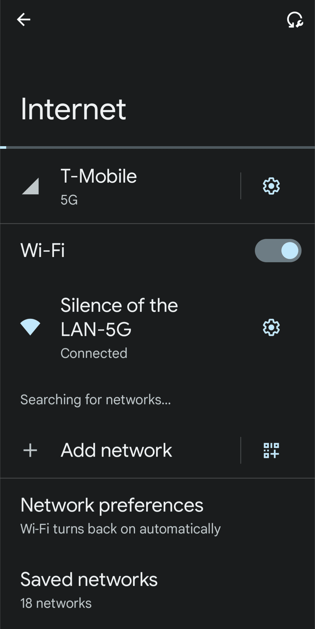 Στιγμιότυπο οθόνης των ρυθμίσεων Internet Android