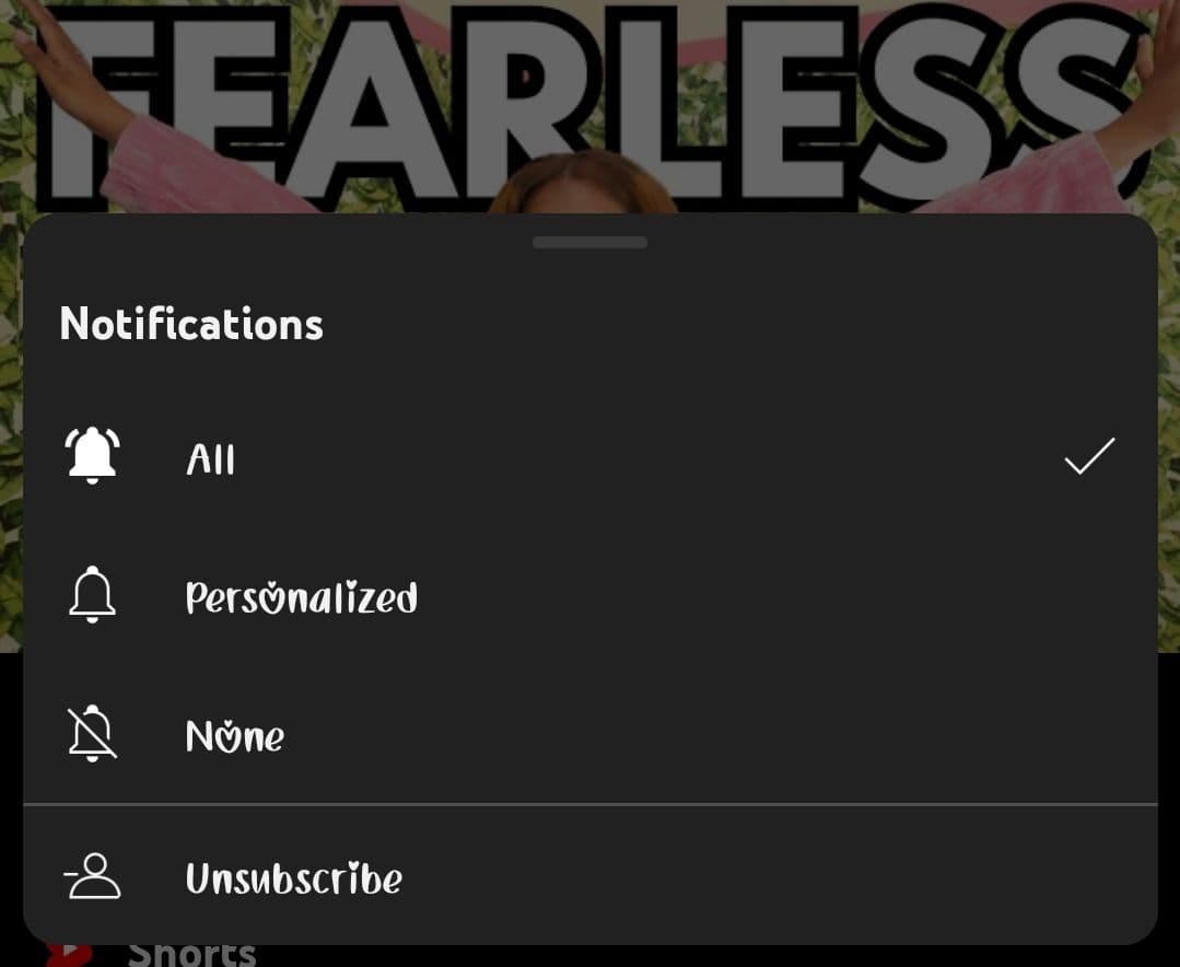 Customize YouTube notifications in the app