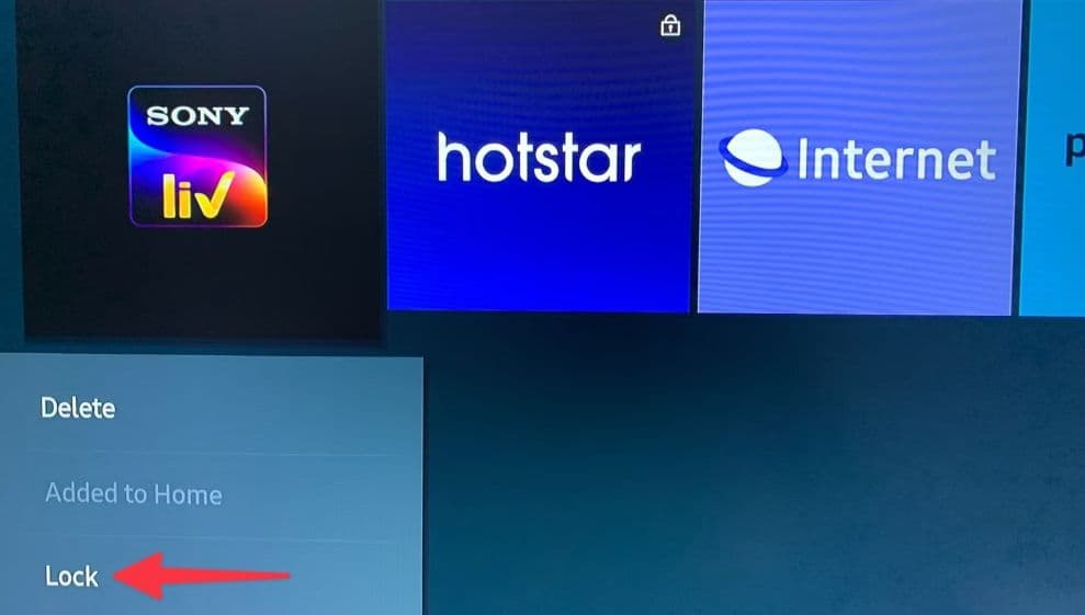 Επιλογή κλειδώματος εφαρμογής στην τηλεόραση Samsung