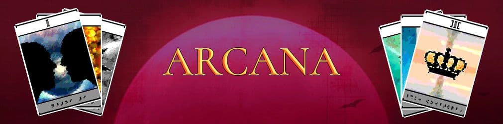 banner showing six arcana from Vampire Survivors