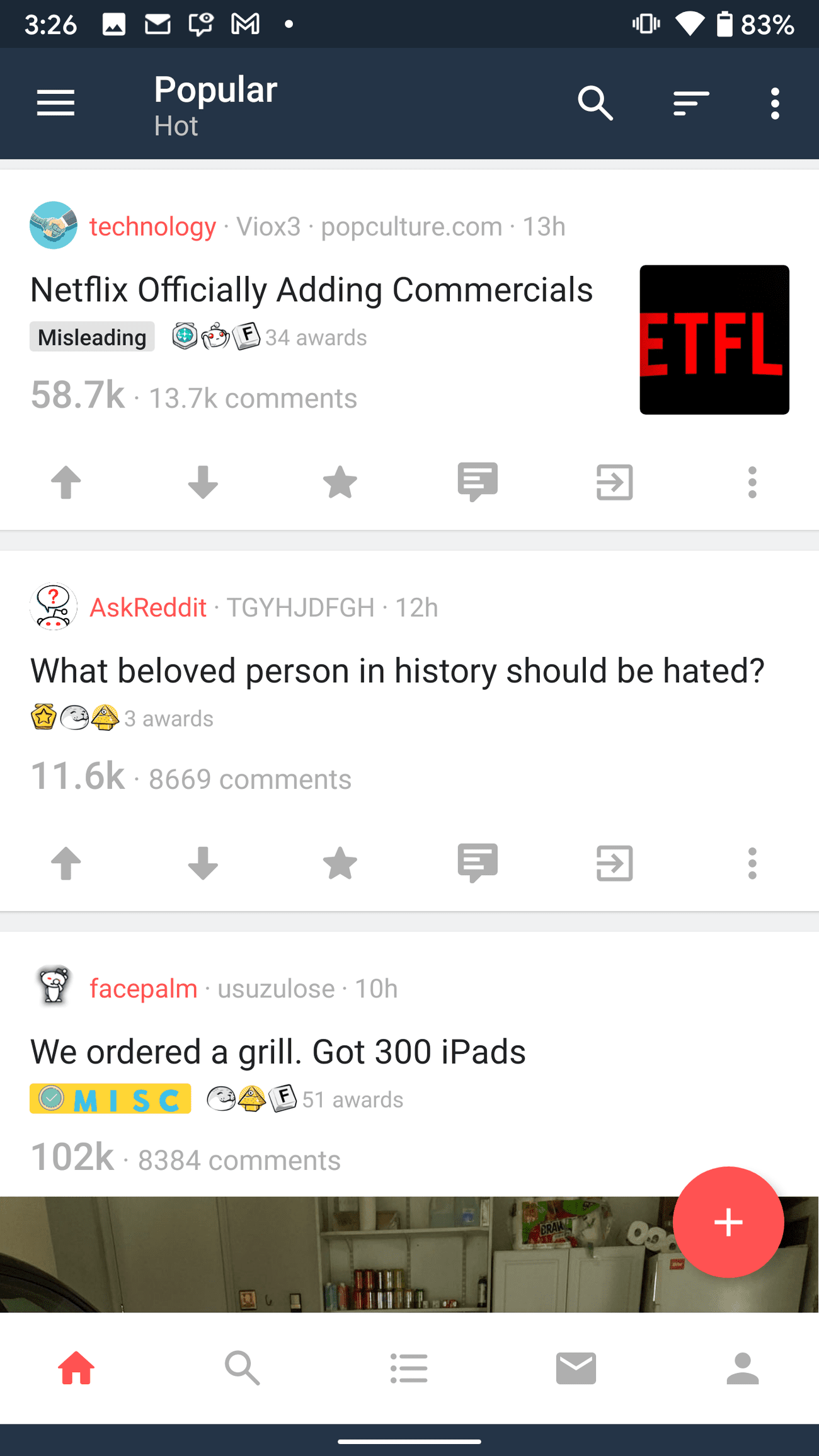 ενισχύστε την αρχική σελίδα του reddit