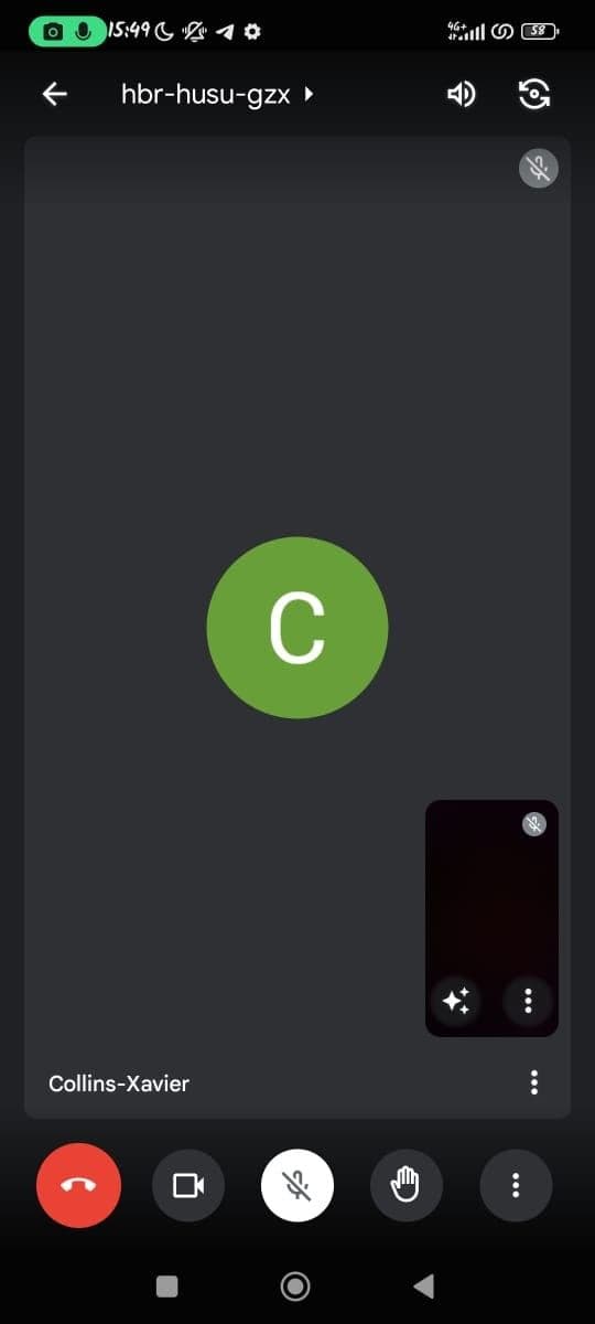 Οθόνη ζωντανής συνάντησης του Google Meet