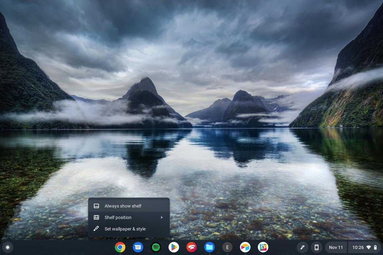 Αλλαγή της ορατότητας του ραφιού σε ένα Chromebook