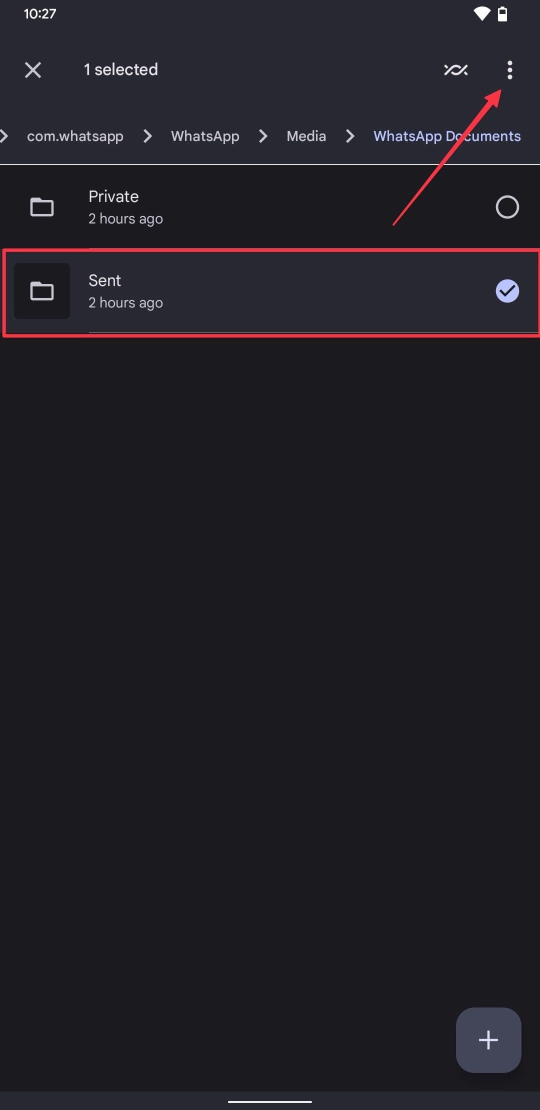 Επιλέγοντας το φάκελο και πατώντας στο μενού με τις τρεις κουκκίδες
