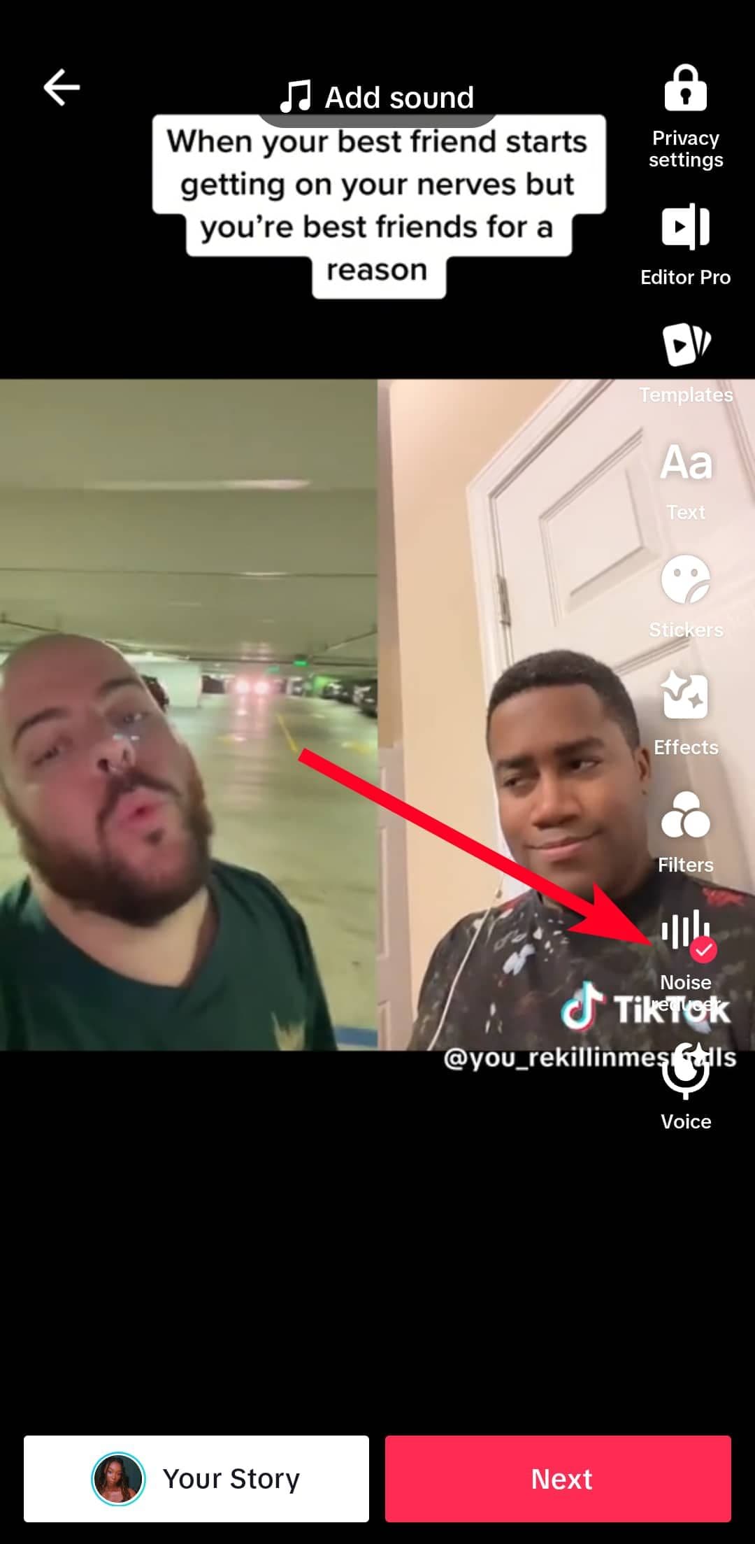 Disabling Noise reducer in TikTok app