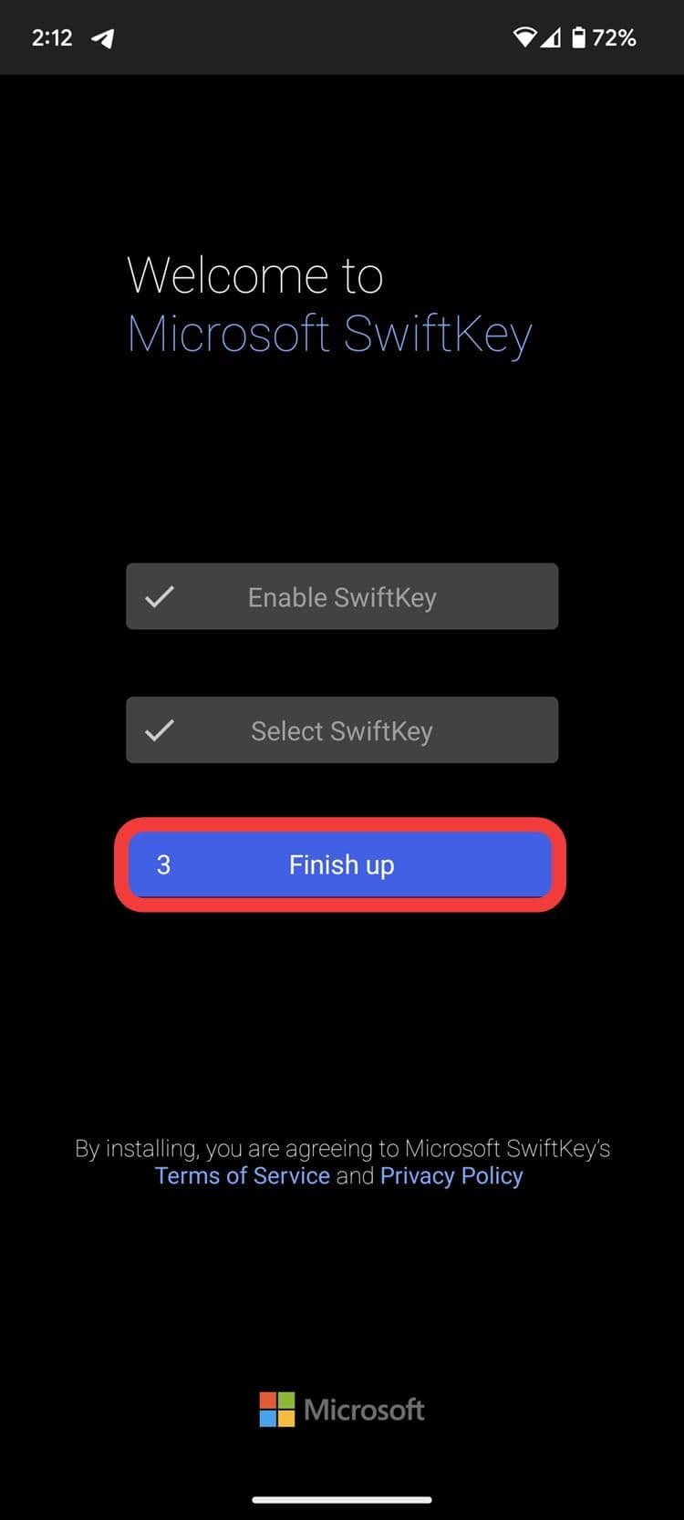 ολοκληρώστε τη ρύθμιση του swiftkey