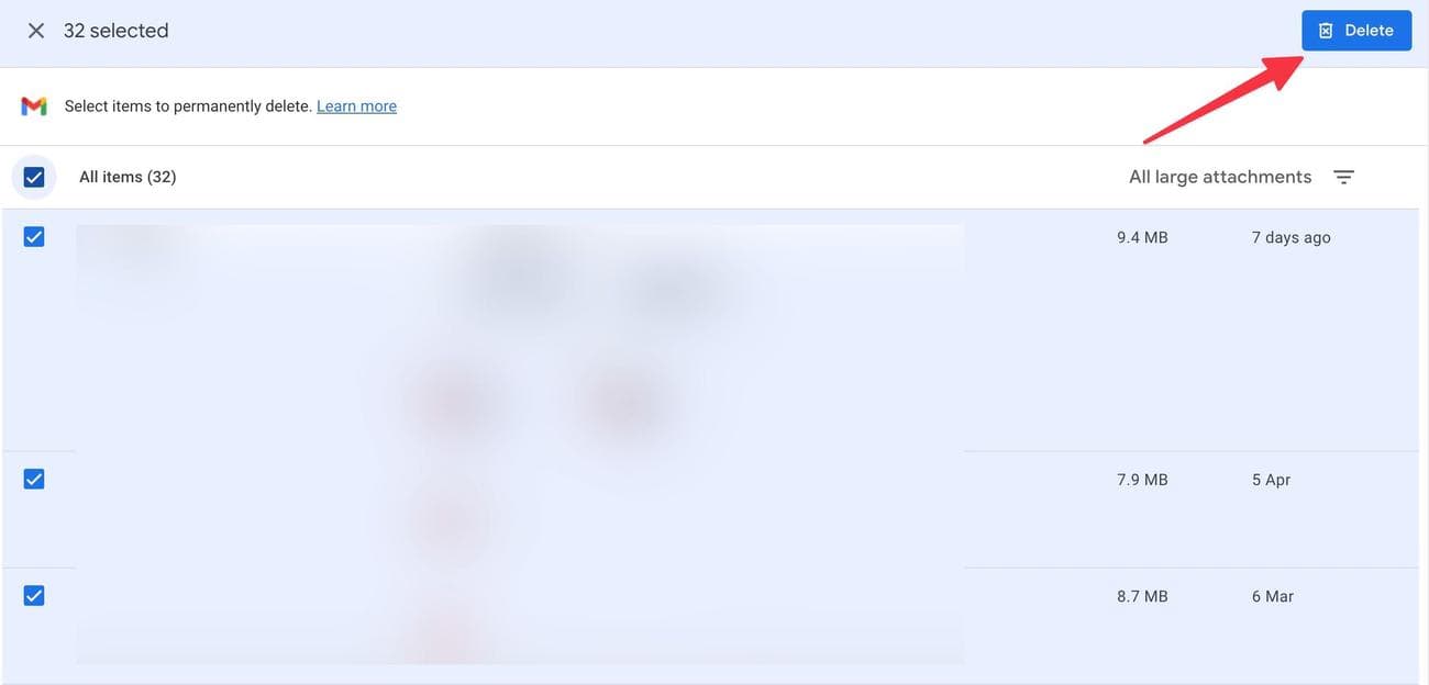 διαγράψτε μεγάλα μηνύματα ηλεκτρονικού ταχυδρομείου στο Google One