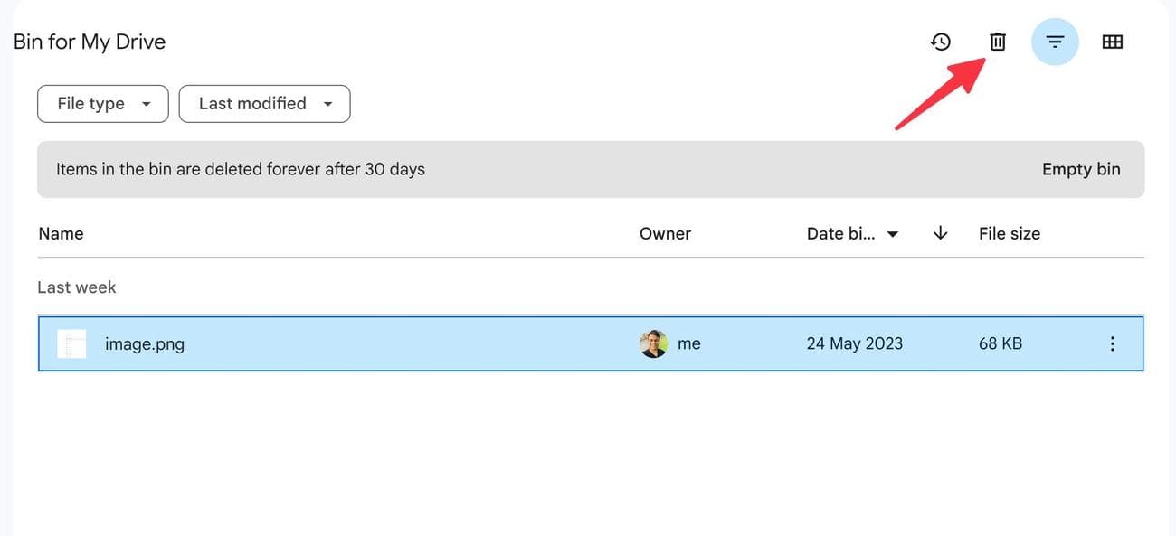 διαγραφή οριστικά στο Google Drive