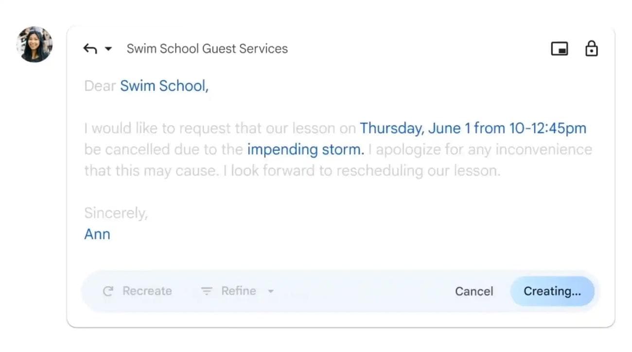 Απάντηση τεχνητής νοημοσύνης στο Gmail