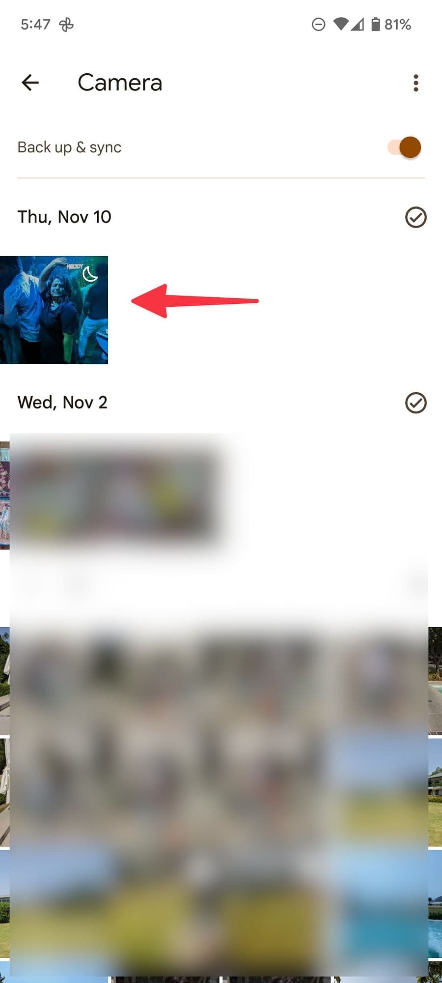 ελέγξτε την αποθηκευμένη εικόνα στις Φωτογραφίες Google