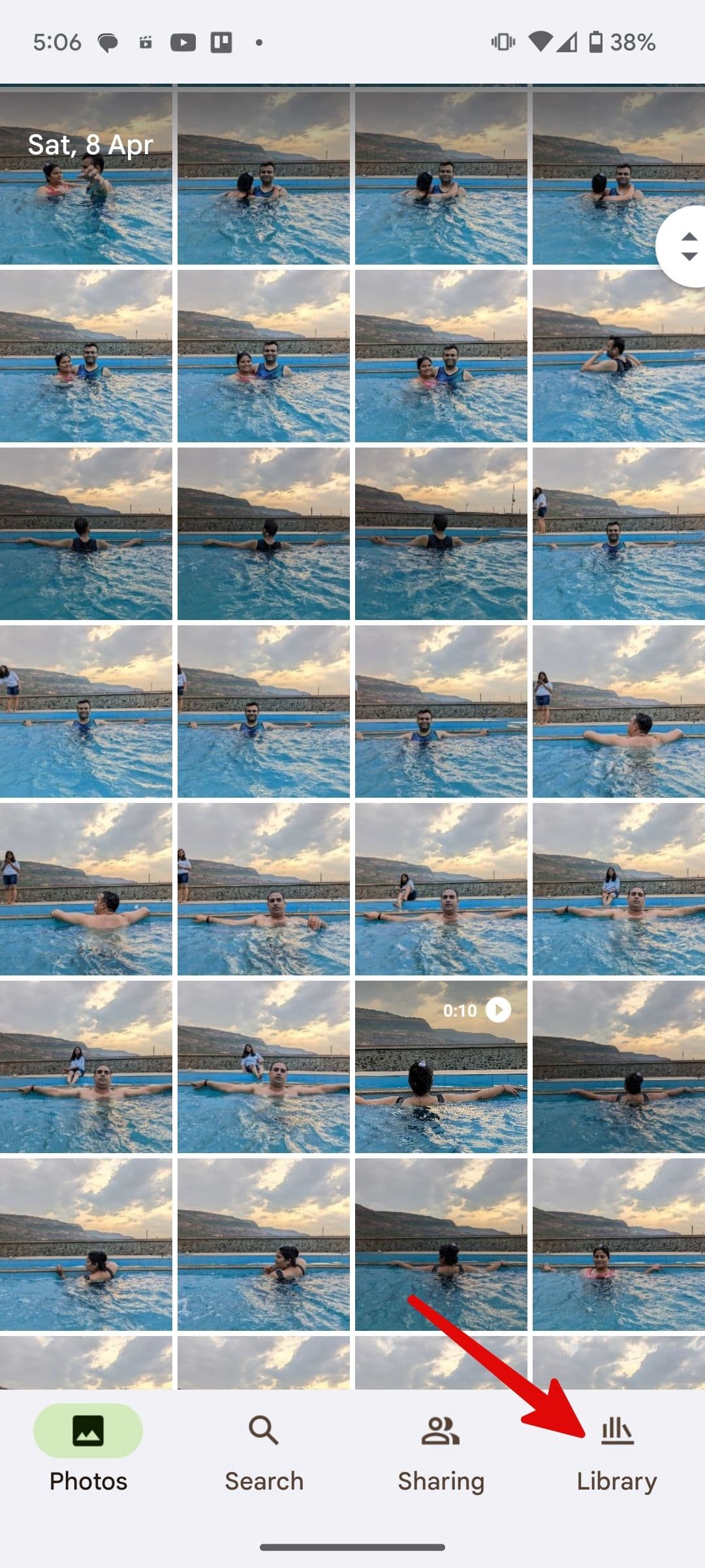 μενού βιβλιοθήκης στις Φωτογραφίες Google