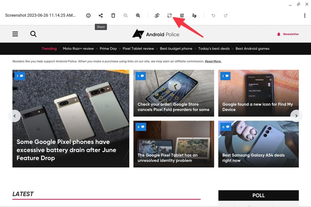 νέα κλίμακα μιας εικόνας στο Chromebook