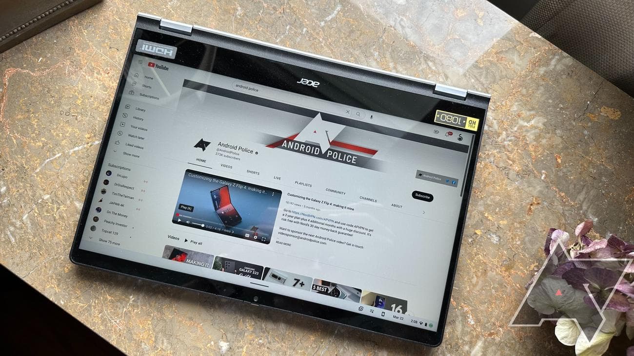Top down image of tablet mode for the Acer Chromebook Spin 514