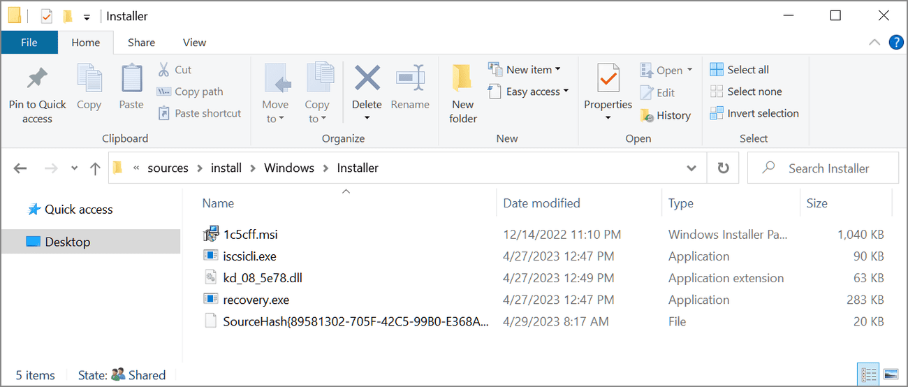 Φάκελος εγκατάστασης στην εικόνα ISO των Windows