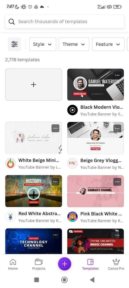 Επιλογή προτύπου Canva
