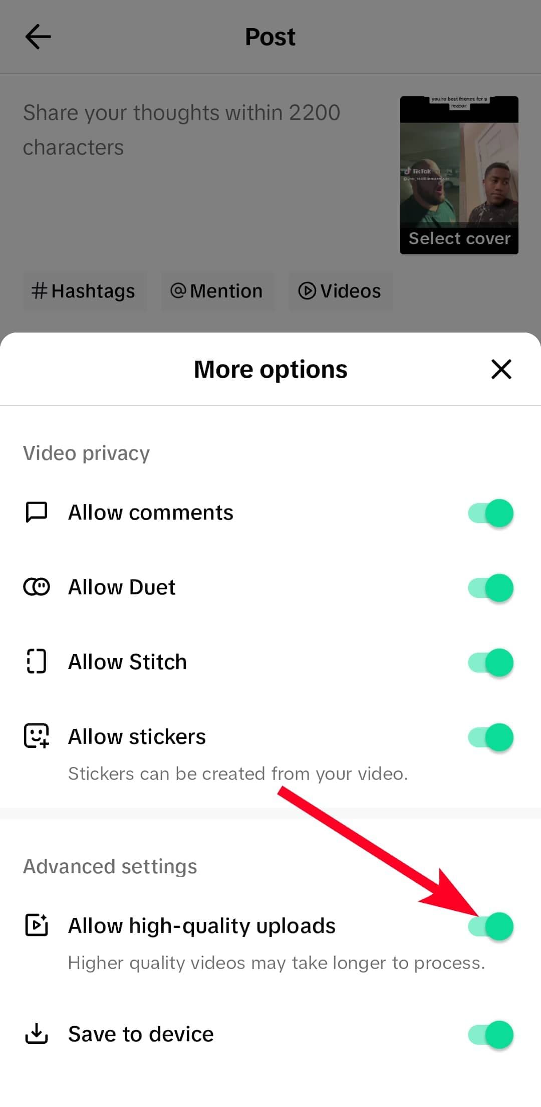 More upload options on TikTok app
