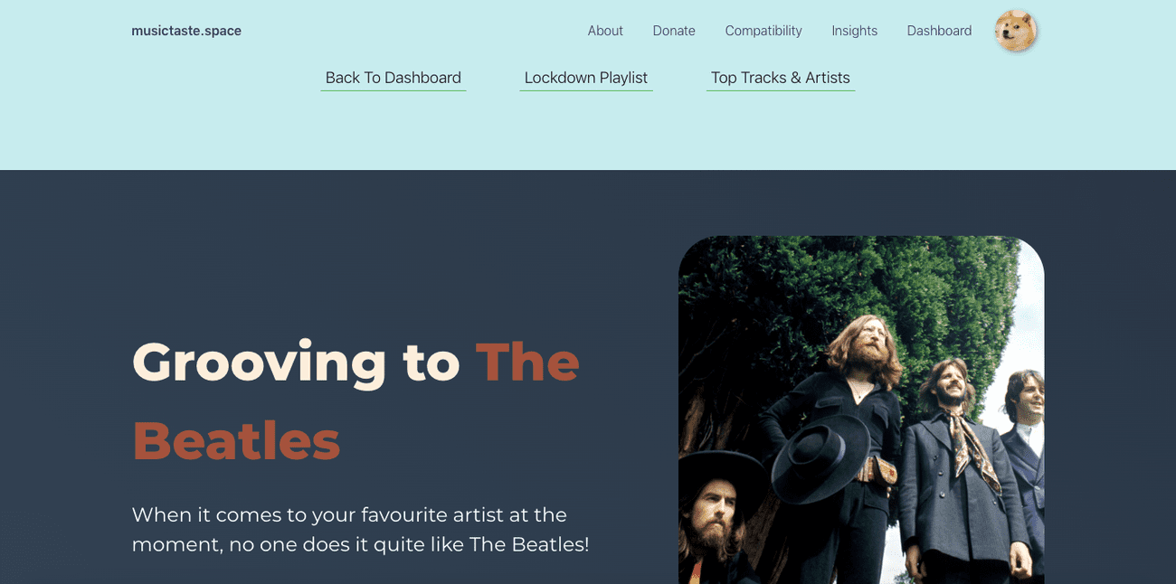 Στιγμιότυπο οθόνης της αρχικής σελίδας του Musictaste