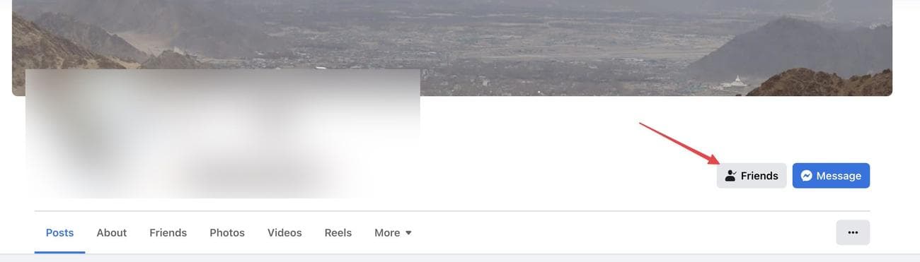 Στιγμιότυπο οθόνης προφίλ Facebook που δείχνει την επιλογή Friends