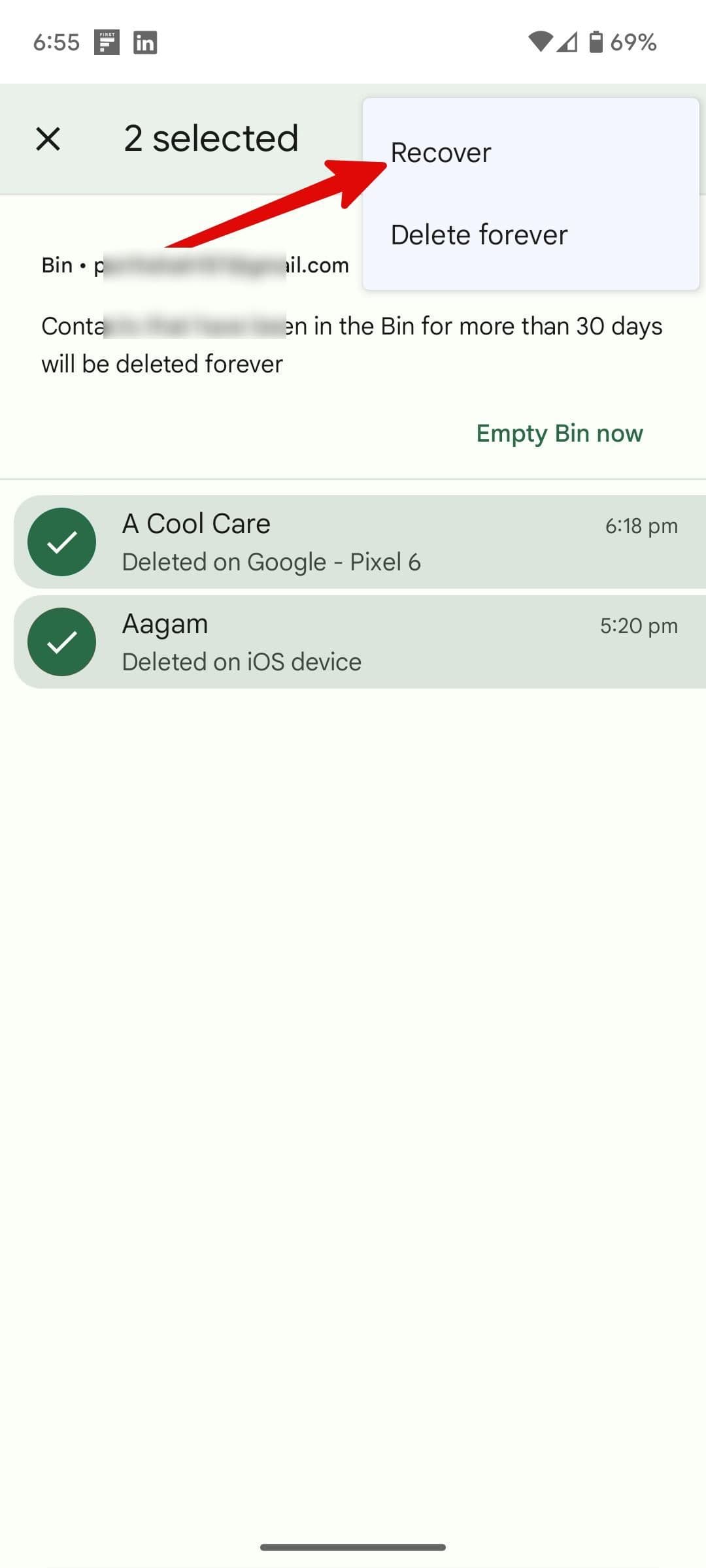 επαναφέρετε τις διαγραμμένες επαφές στο Google