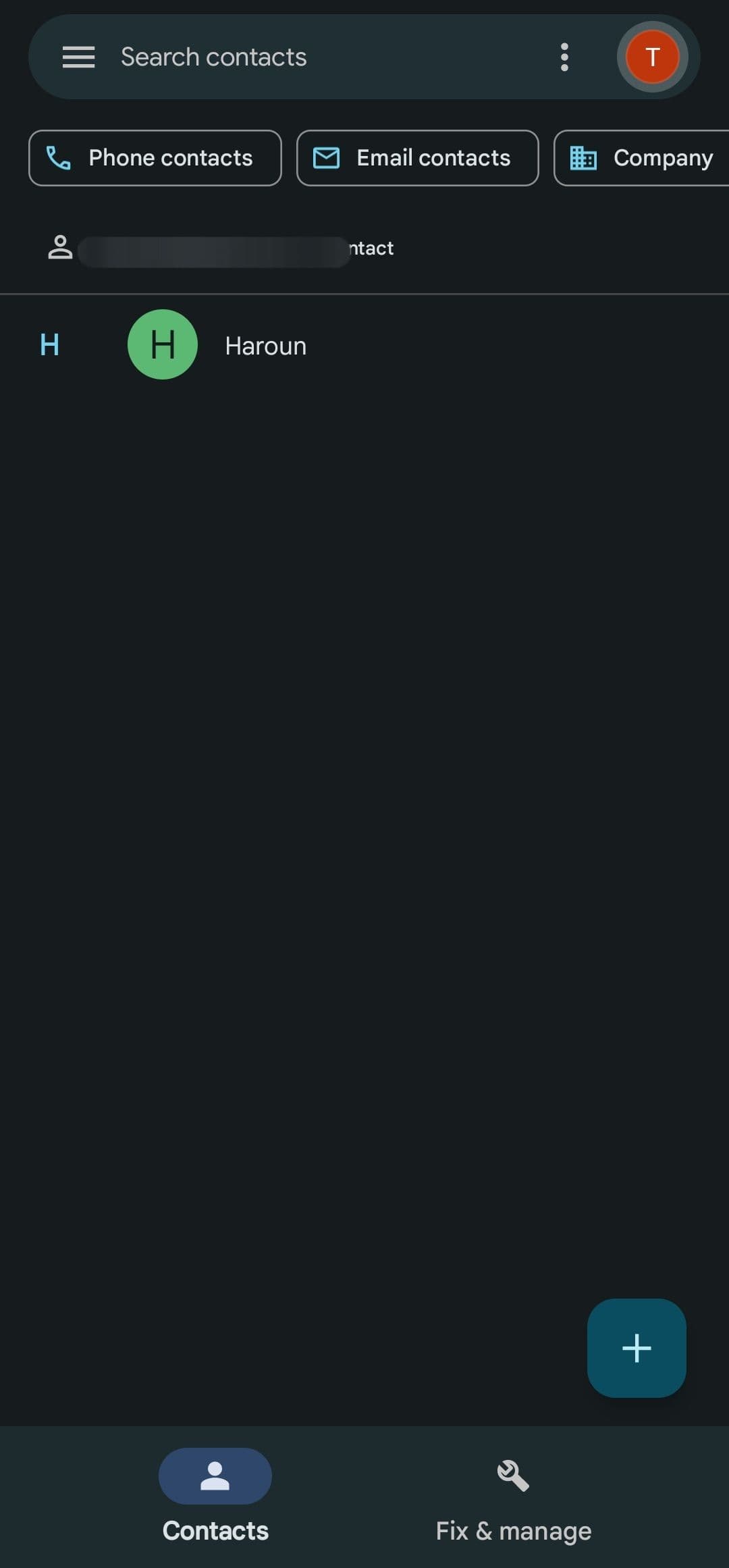 Η λίστα των επαφών Google στο Android