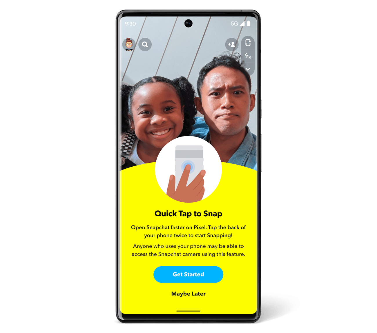 Quick Tap to Snap on a Google Pixel phone