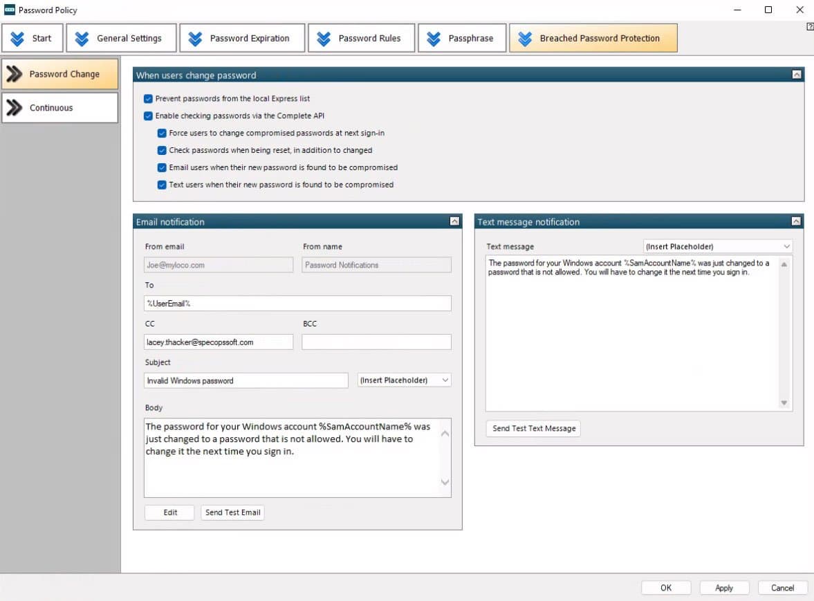 Πολιτική κωδικού πρόσβασης Specops