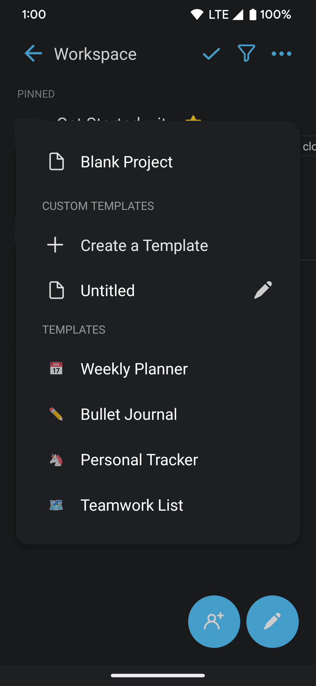 Showing some of the different templates in the Taskade app