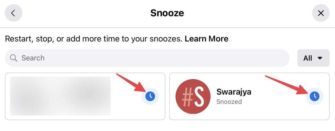 Στιγμιότυπο οθόνης Προφίλ σε αναβολή του Facebook