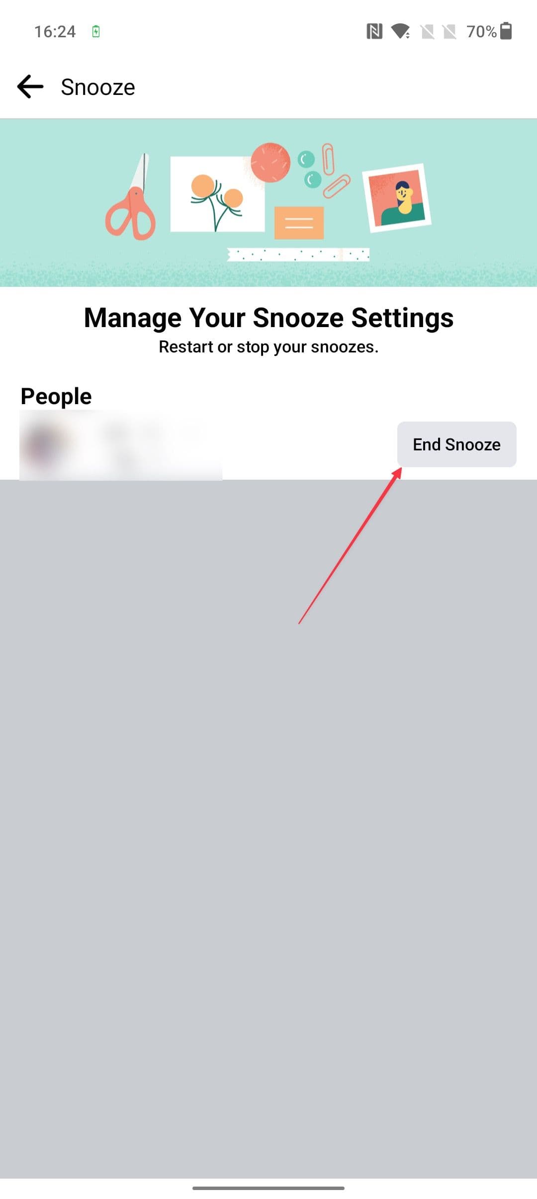 Επιλέγοντας το στιγμιότυπο οθόνης της επιλογής Τέλος αναβολής