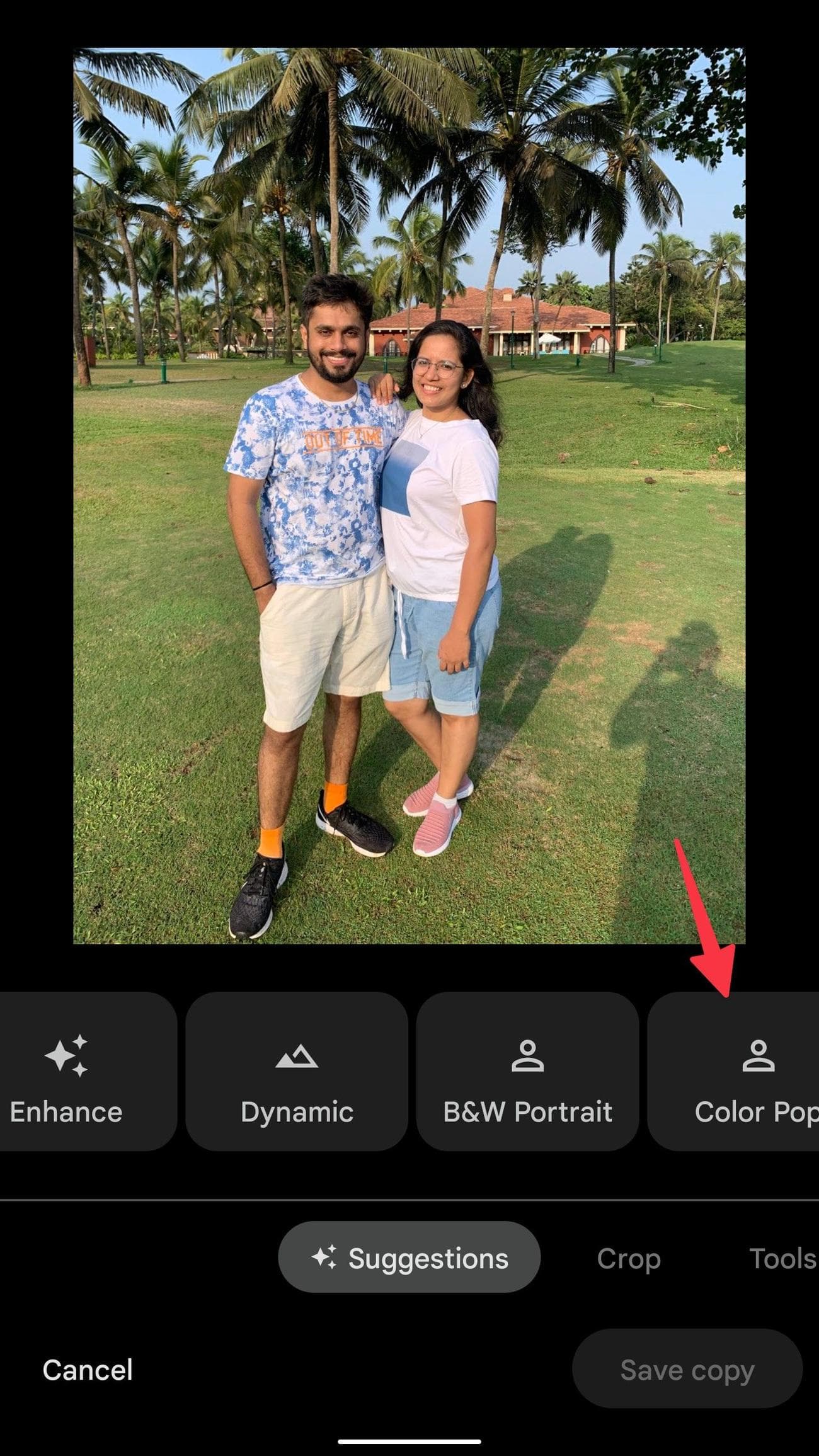 χρωματική αναδίπλωση μιας φωτογραφίας στις Φωτογραφίες Google