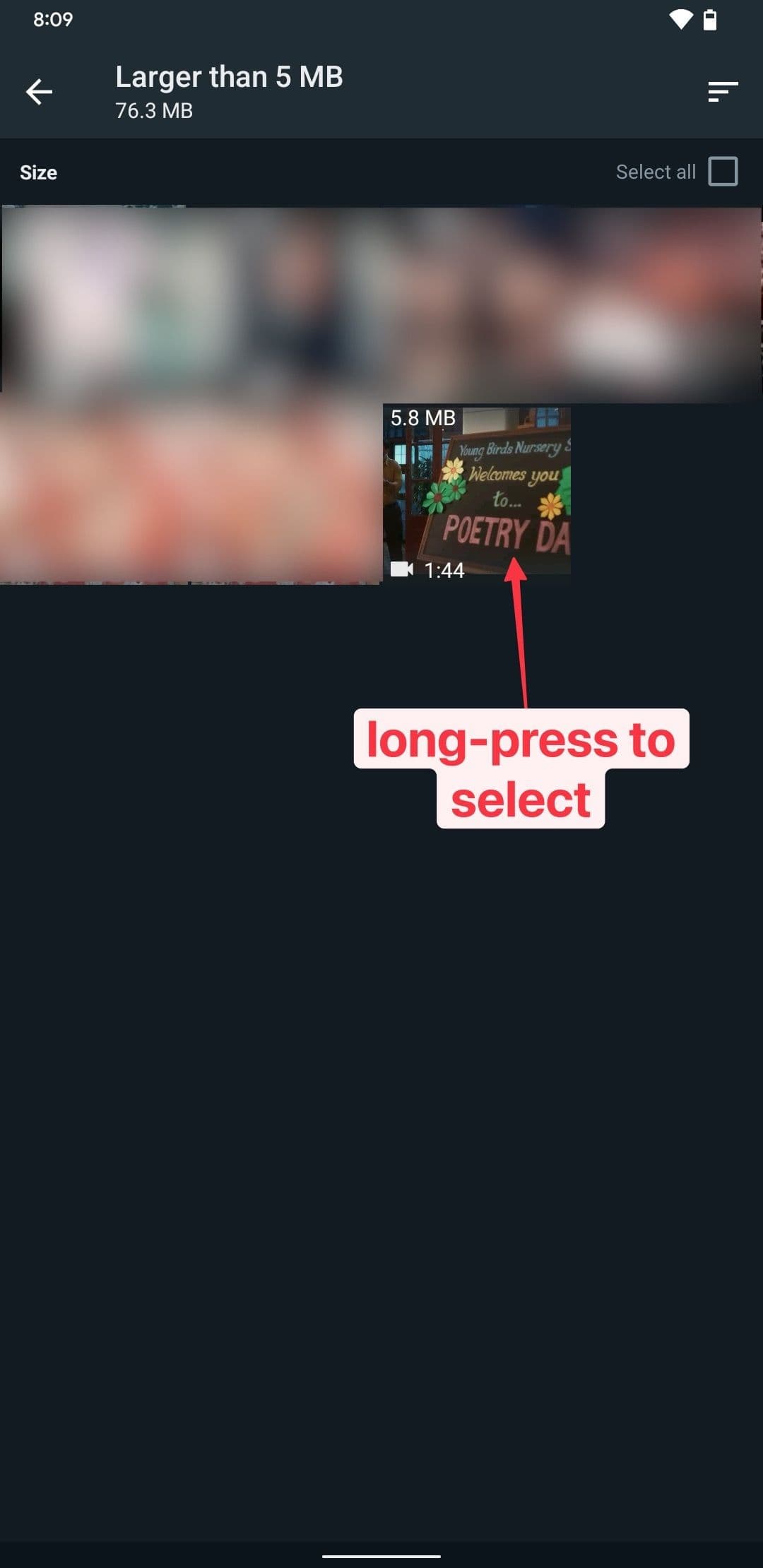 Στιγμιότυπο οθόνης WhatsApp μεγαλύτερη από 5 MB