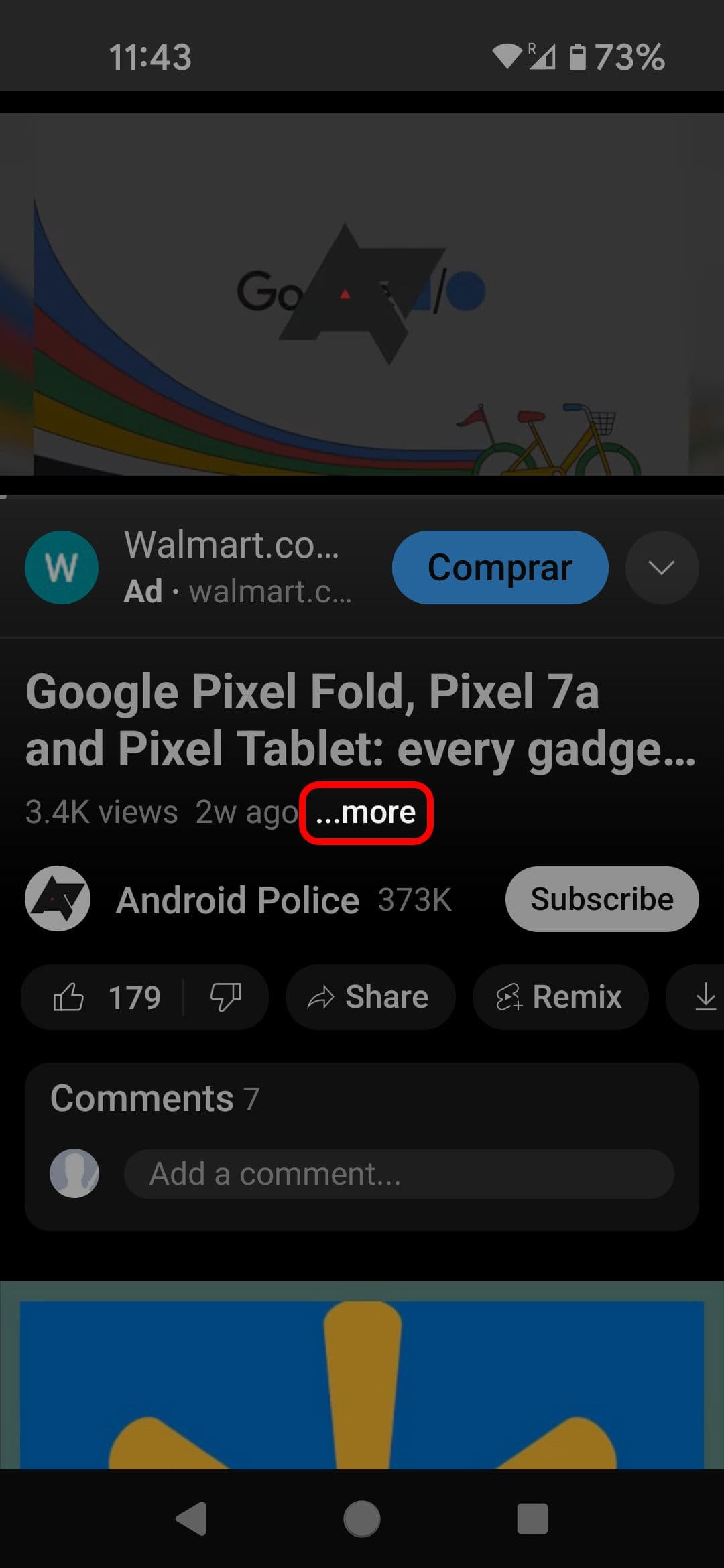 Η σελίδα βίντεο της εφαρμογής YouTube επισημαίνει την επιλογή ...περισσότερα