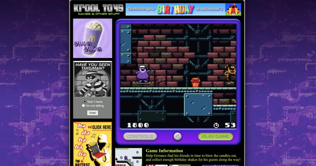 Η McDonald's μόλις κυκλοφόρησε ένα παιχνίδι Grimace Game Boy Color
