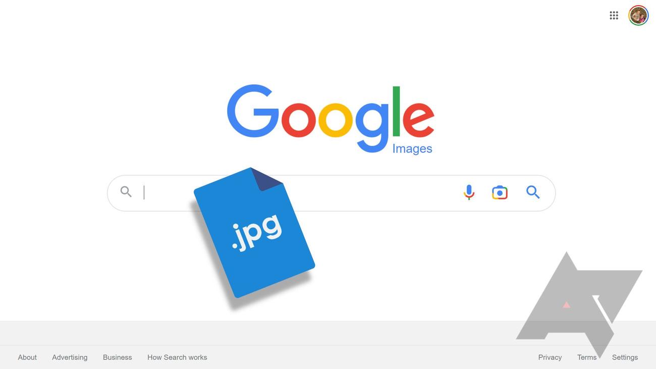 The Google Images page is shown with a JPEG file icon hovering over it.