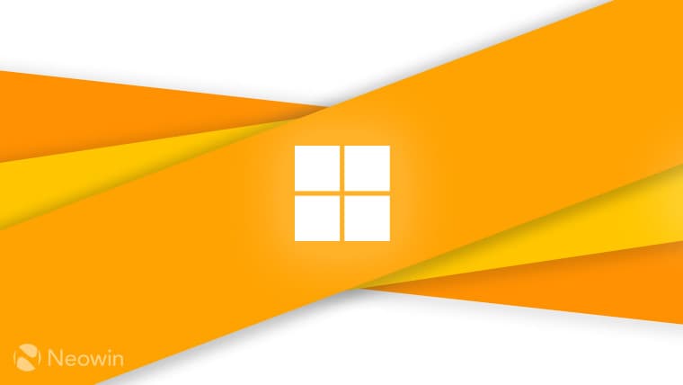 Microsoft logo symbol (monochrome) on orange and light grey background