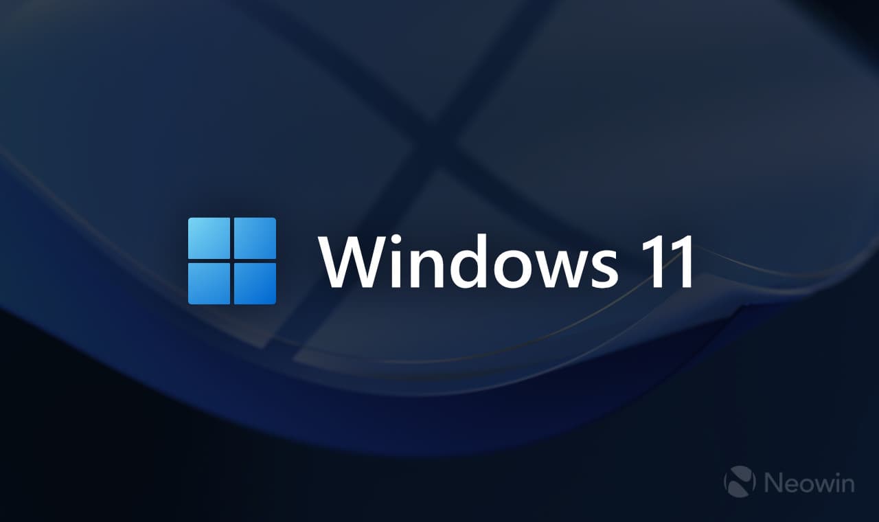Μια εικόνα με ένα πολύχρωμο λογότυπο των Windows 11 και θαμπό φόντο