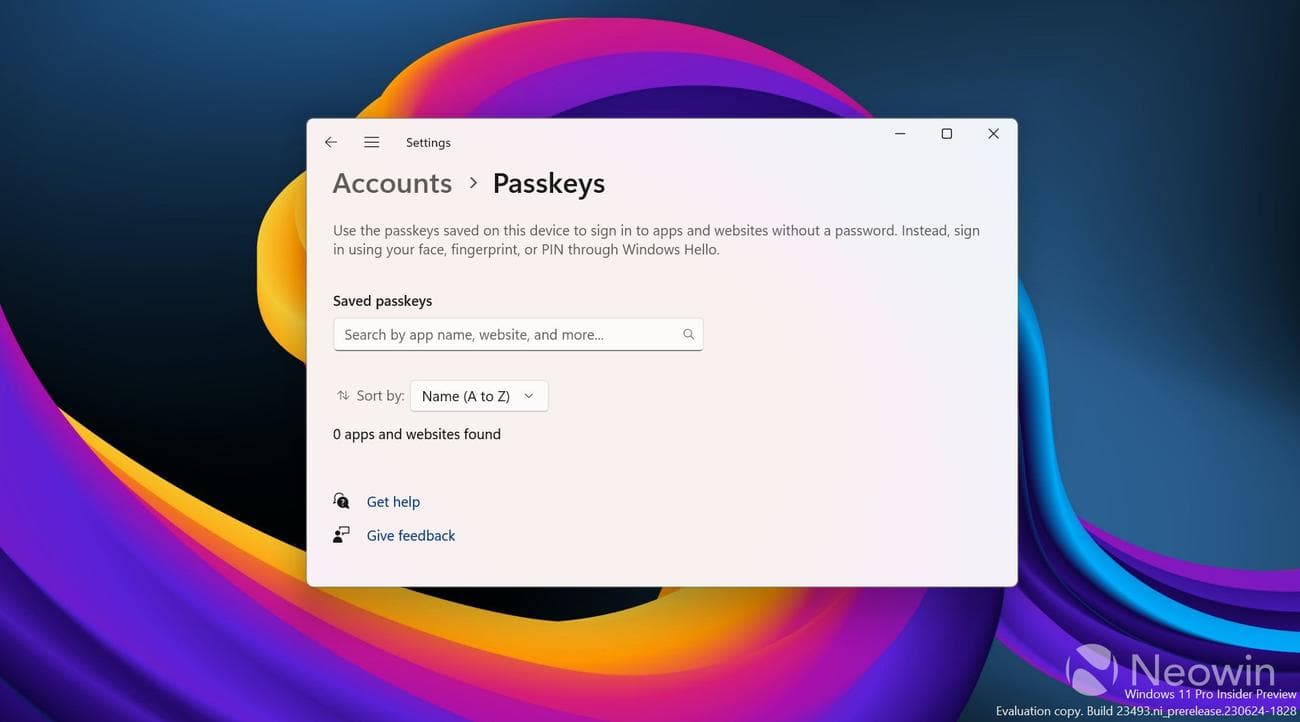 Ένα στιγμιότυπο οθόνης που δείχνει την ενότητα Κλειδί πρόσβασης στην εφαρμογή Ρυθμίσεις των Windows 11s