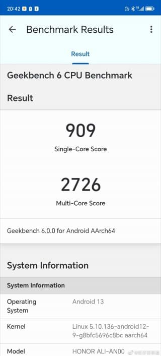Honor X50 στο Geekbench