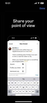 Διεπαφή χρήστη της εφαρμογής Threads