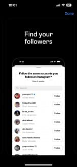 Διεπαφή χρήστη της εφαρμογής Threads